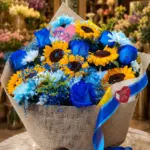 Buquê de Flores Van Gogh com Girassóis e Rosas