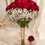 Buquê de Noiva com Rosas Vermelhas e Empunhadura em Corda de Sisal