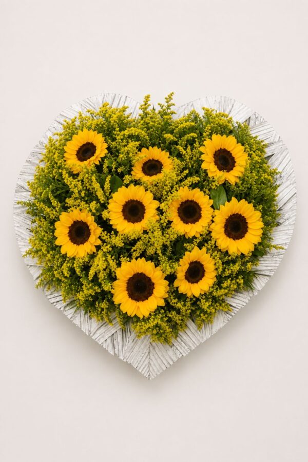 Coroa Fúnebre de Flores Coração de Girassóis