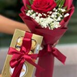 Kit Ramalhete Vermelho de Rosa com Ferrero Rocher